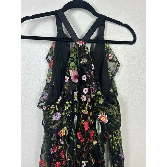 Alexis Adeline Floral Embroidered Dress Black Sz Small Whimsical - Picture 7 of 11